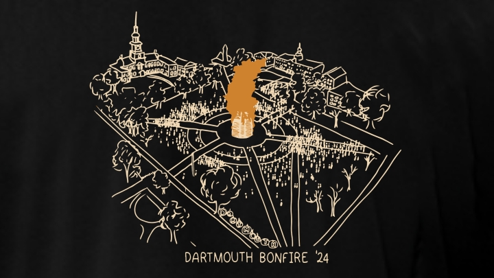 An illustration of the Dartmouth Homecoming bonfire