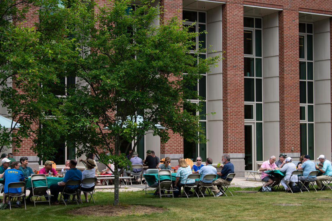 The Class of '78 eating lunch outside