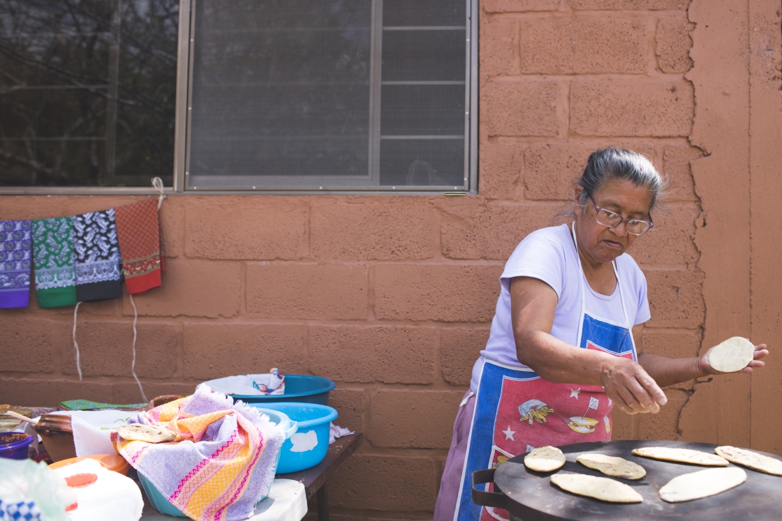 Dona Enedina makes traditional Tlacoyos