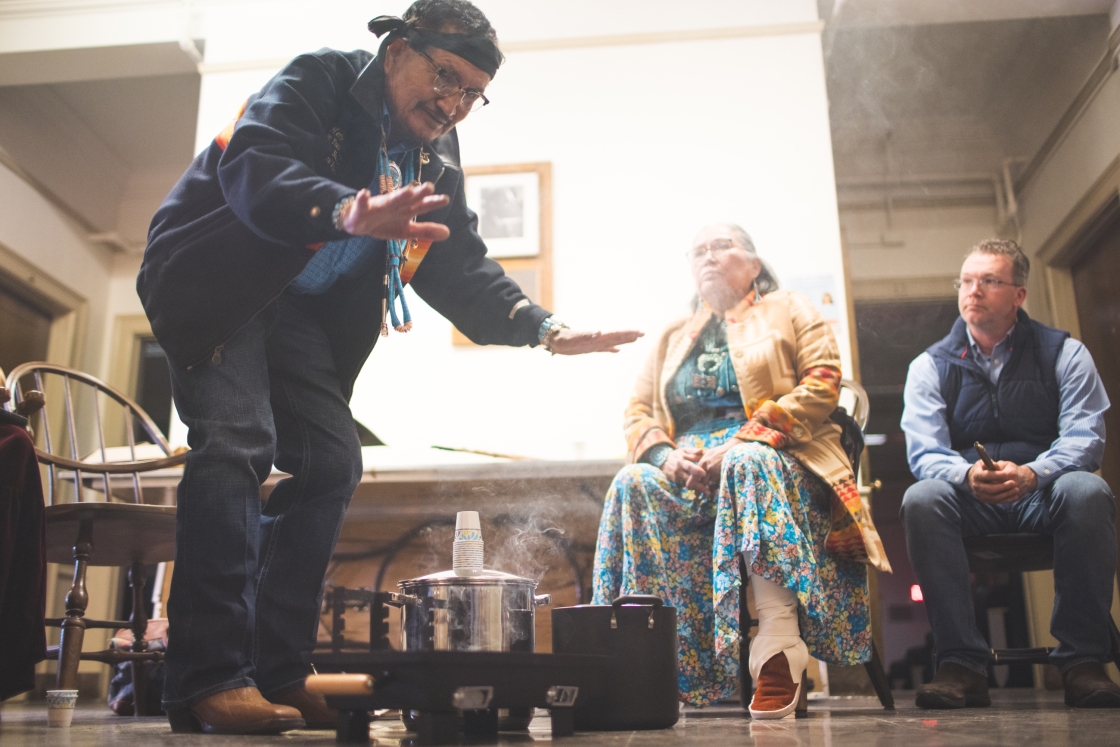 Medicine man leads cleansing ceremony at Dartmouth.