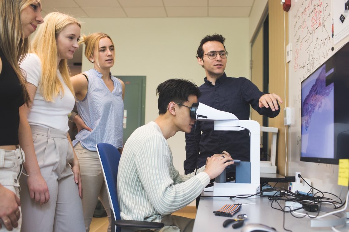 DALI Lab students with smart microscope