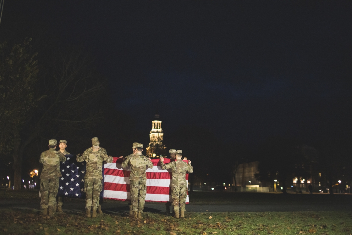 ROTC folding the American flag