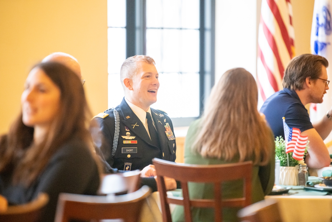 Ian Short laughs in uniform