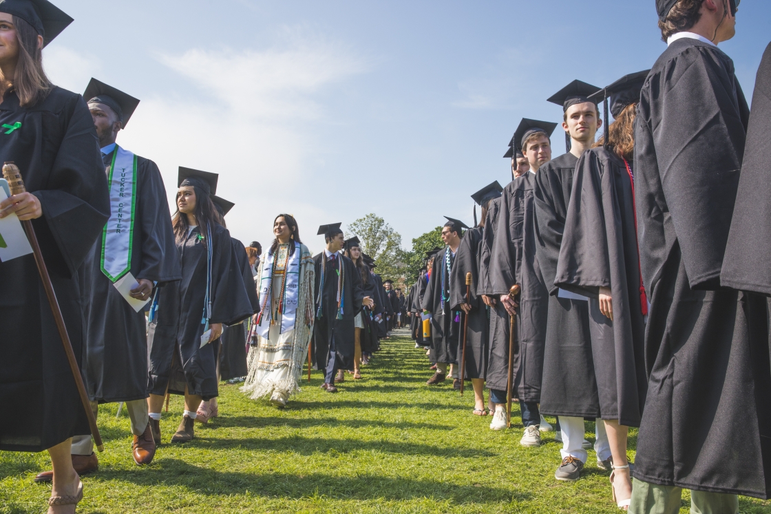 Graduates march at Commencement