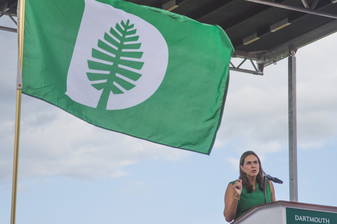 President Sian Leah Beilock speaks onstage