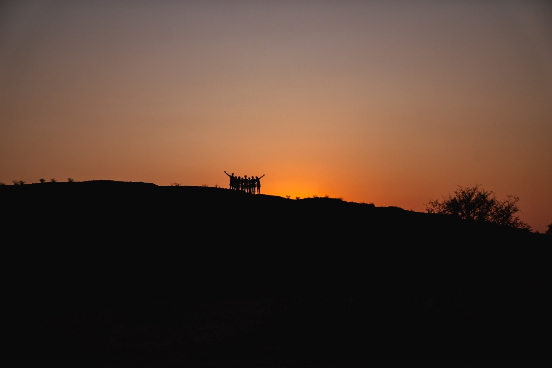 Students watching the sunset