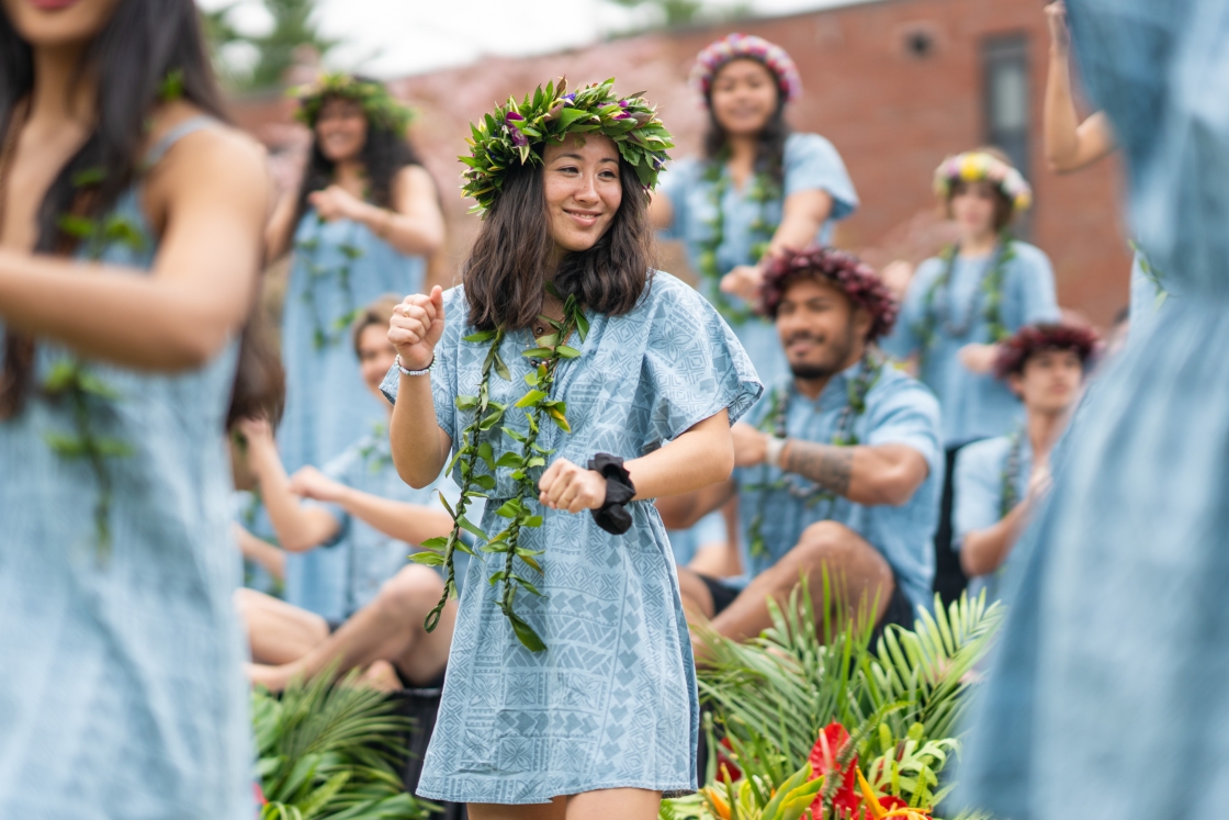 Liv Deeley performing with her peers at Lu'au