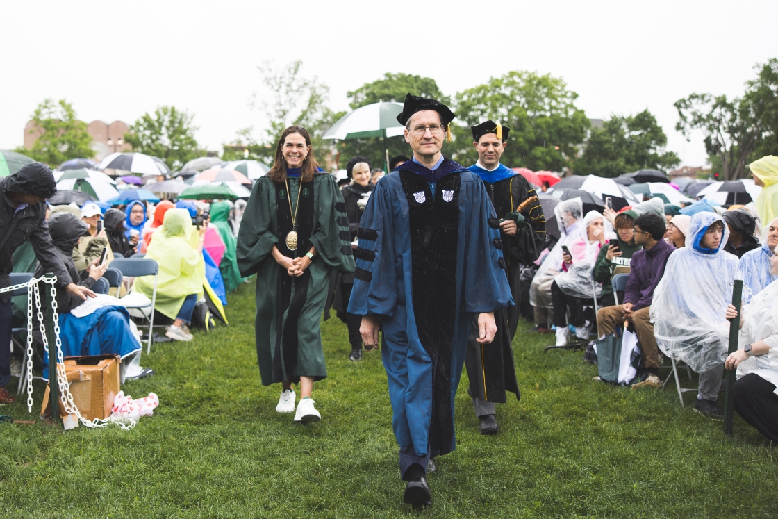 David Kotz '86 walks at Dartmouth Commencement