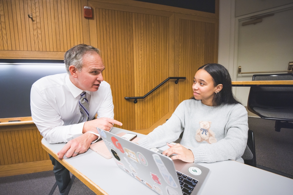 Jason Barabas talking to Gabrielle Franklin