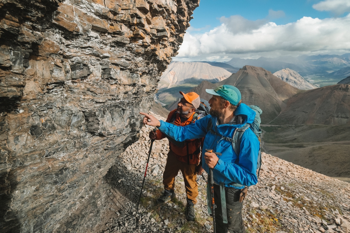 Two Dartmouth researchers looking for fossil samples