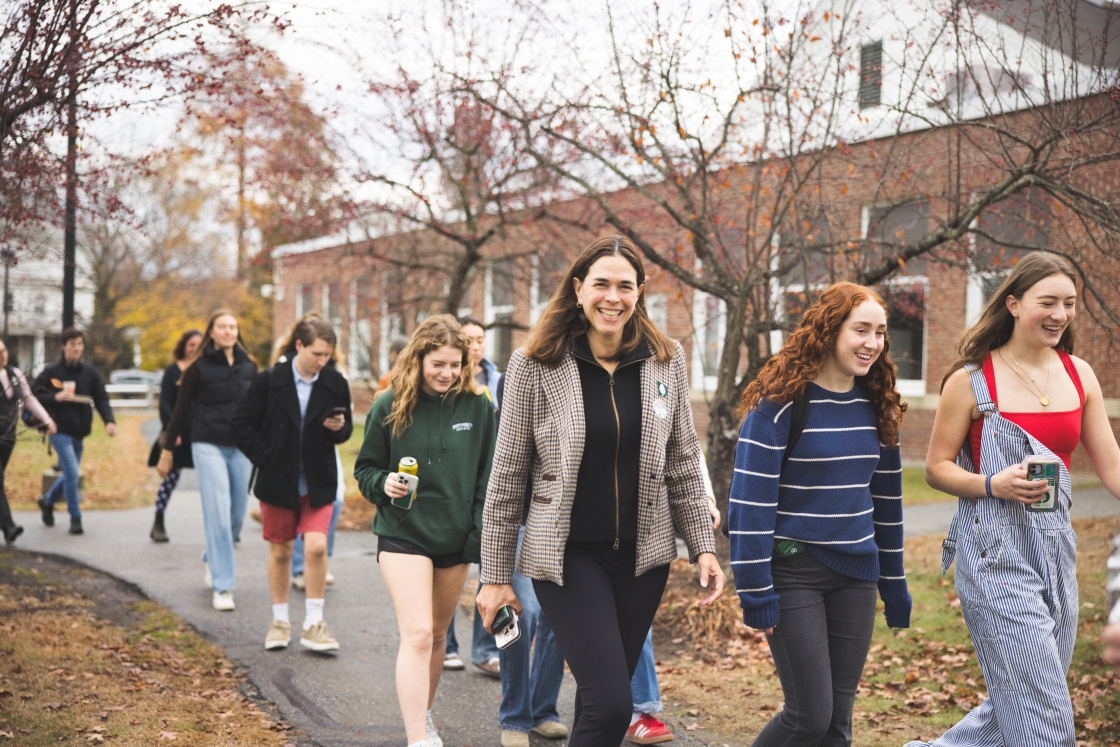 Sian Leah Beilock walking with students to vote in the 2024 Election