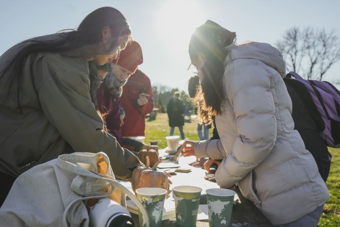 Students making crafts