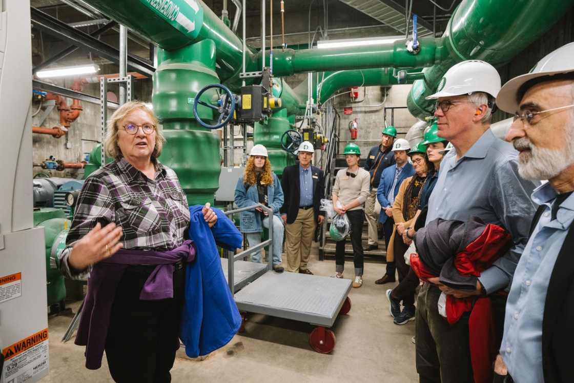 Faculty and staff in the underground heating tunnel