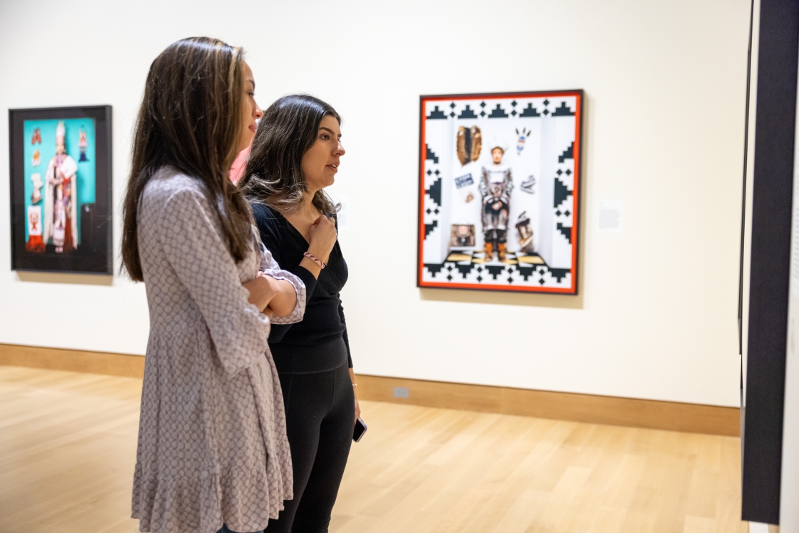 Amedée Conley-Kapoi and Sháńdíín Brown exploring the exhibit