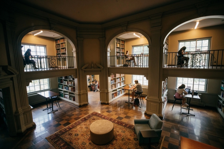 Students studying in the library