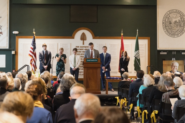 James Wright's grandchildren onstage at the memorial service