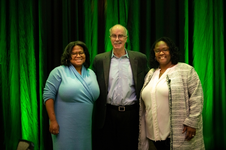 Chloe Poston, President Hanlon, and Shontay Delalue