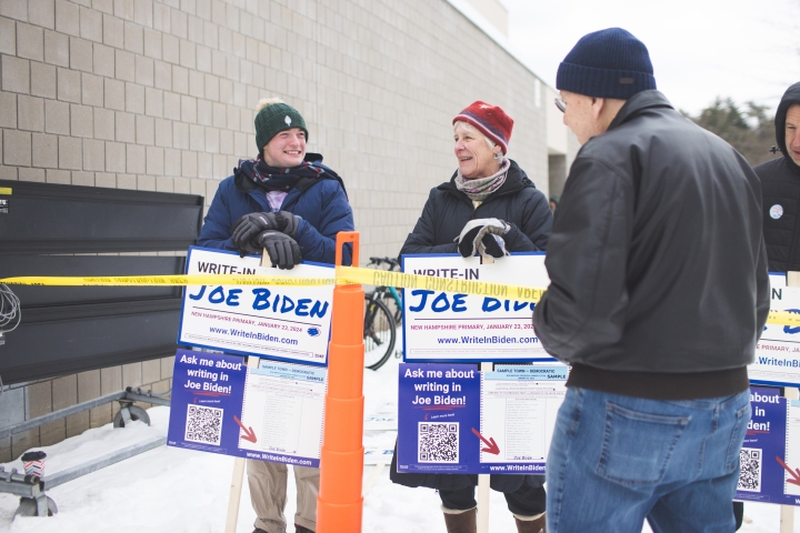 Hanover Democrats outside the polls.