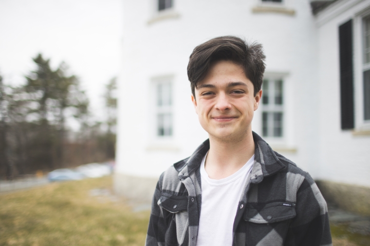 Gavin Fry '25 outside the Shattuck Observatory