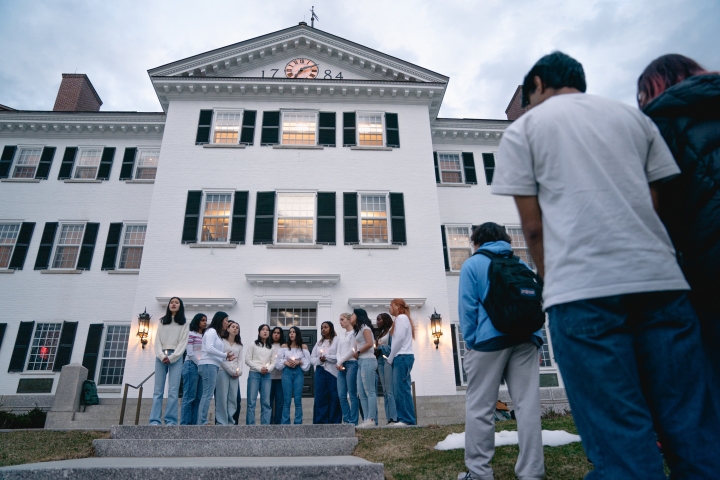 The Dartmouth Rockapellas perform at the candlelight vigil