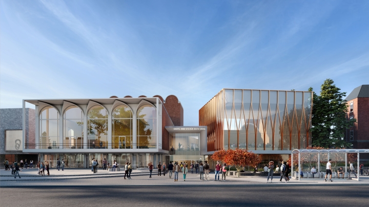 A rendering of the completed Hopkins Center