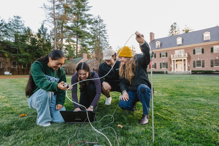 Environmental Earth Sciences students taking carbon dioxide measurements