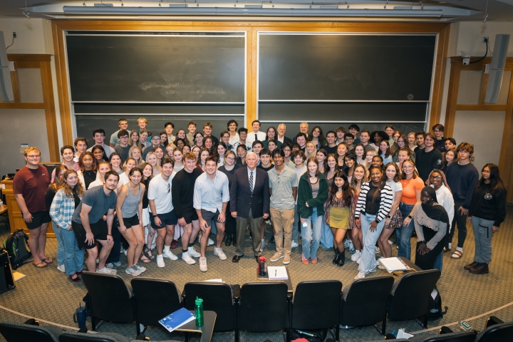 Students pose with Mike Pence