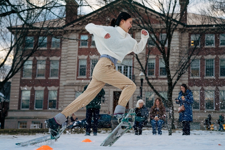 Student snowshoeing