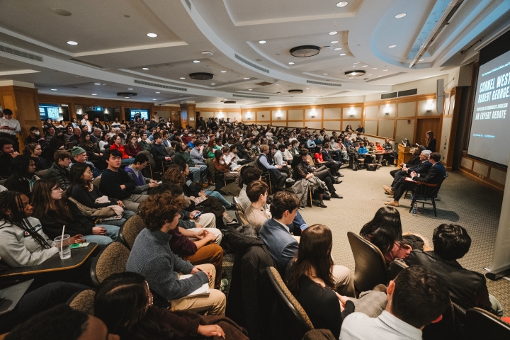 A crowd of 250 watching the debate