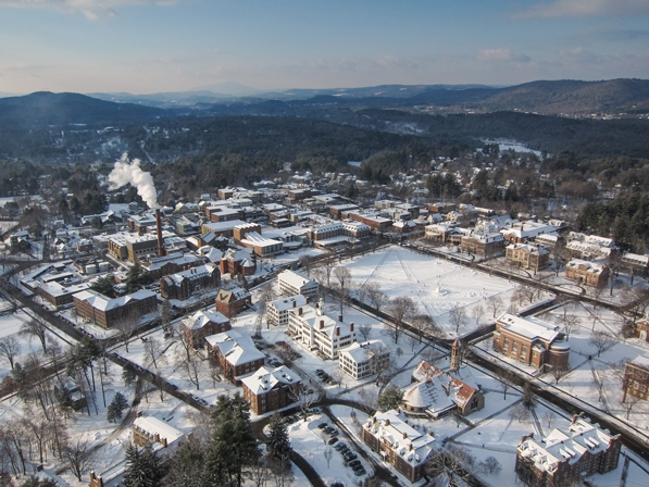 Aerial shot of the Darmouth campus