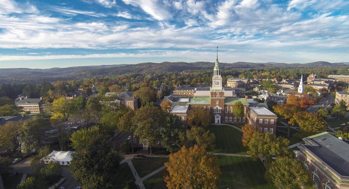 Aerial photo of Dartmouth campus
