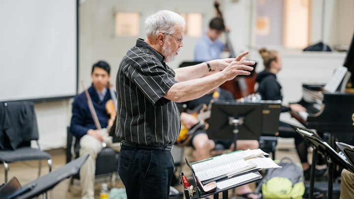 Don Glasgo conducting a rehearsal of the Barbary Coast Jazz Ensemble