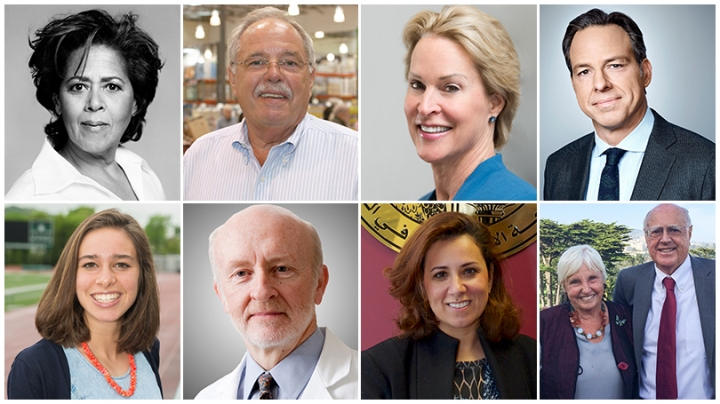 the faces of Dartmouth's nine honorary degree recipients
