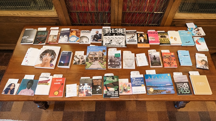 Books on a table