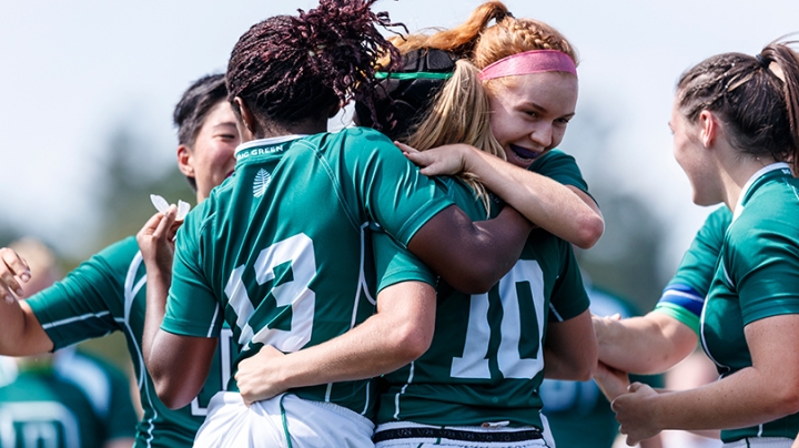 Dartmouth Women's Rugby players celebrating their win