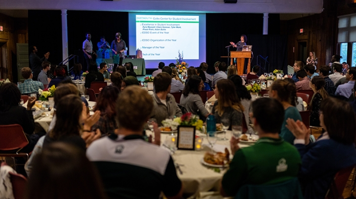 Student leaders gather for the awards banquet at Collis Common Ground
