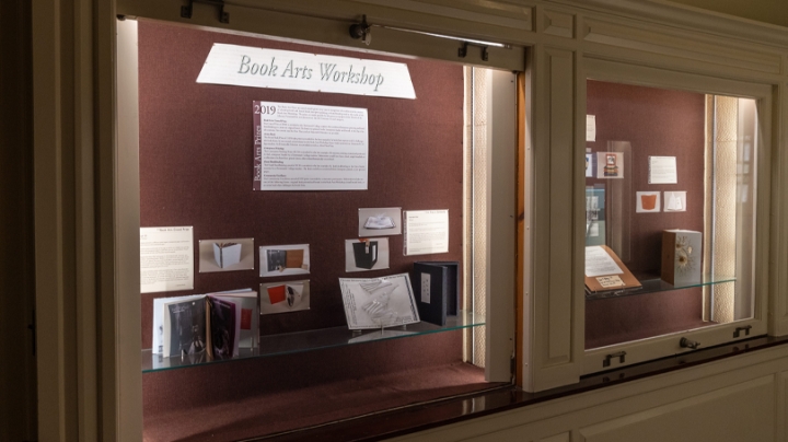 The winning books are on display at the Dartmouth Library's Baker-Berry Library. CREDIT: Eli Burakian '00