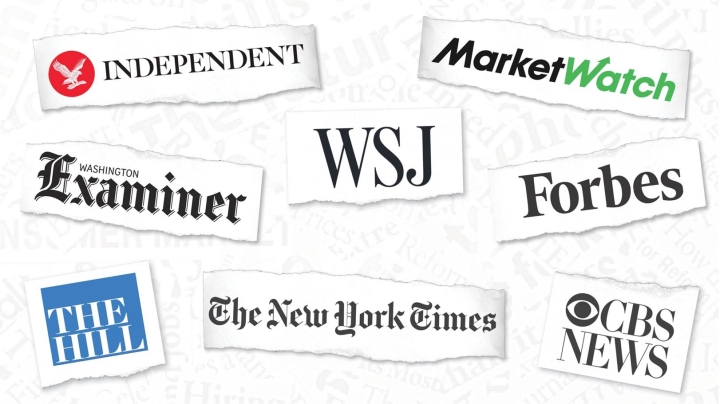 Graphic of eight news outlet logos