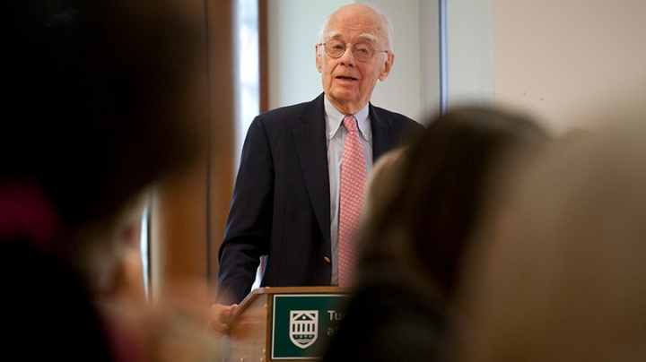 John Hennessey standing at a podium speaking
