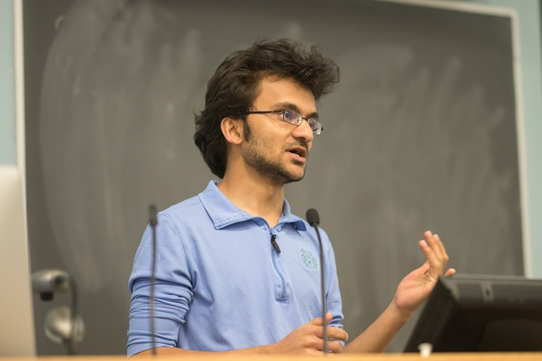 Pawan Dhakal ’16 spoke at the April 28 meeting to discuss getting aid to Nepal.