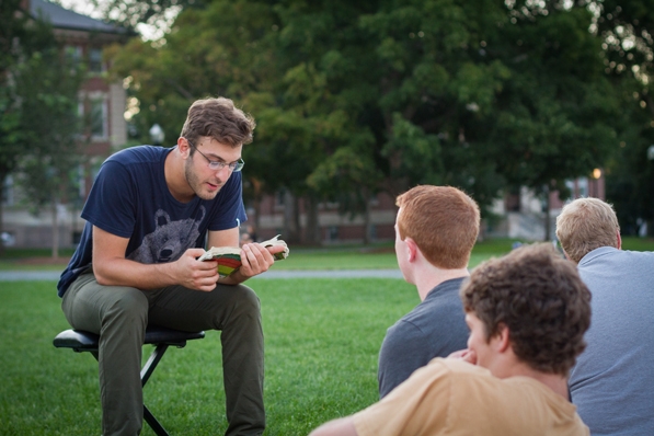 Jett Oristaglio ’17 reading on the Green