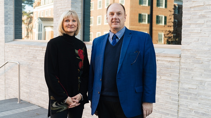 Dean of Libraries Sue Mehrer and John Stomberg